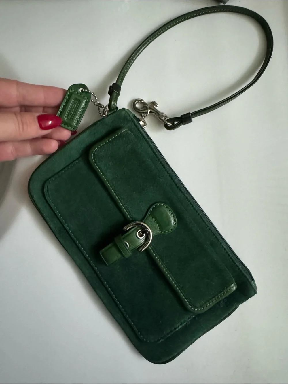 Vintage COACH soho emerald green suede purse wristlet - Picture 7 of 15